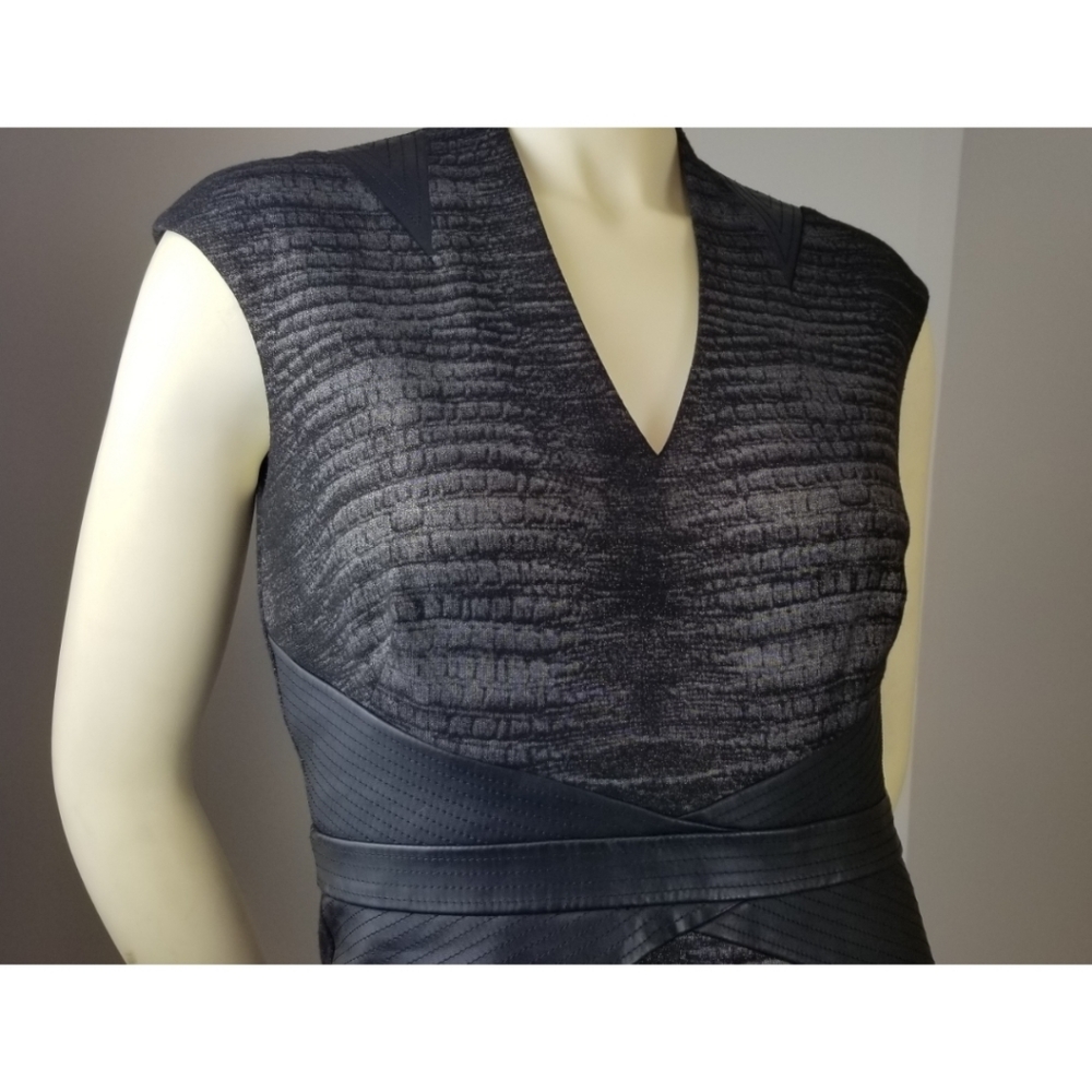 Ellen Tracy Black/Gray Vneck Cap Sleeves Dress, 6 - Picture 15 of 16